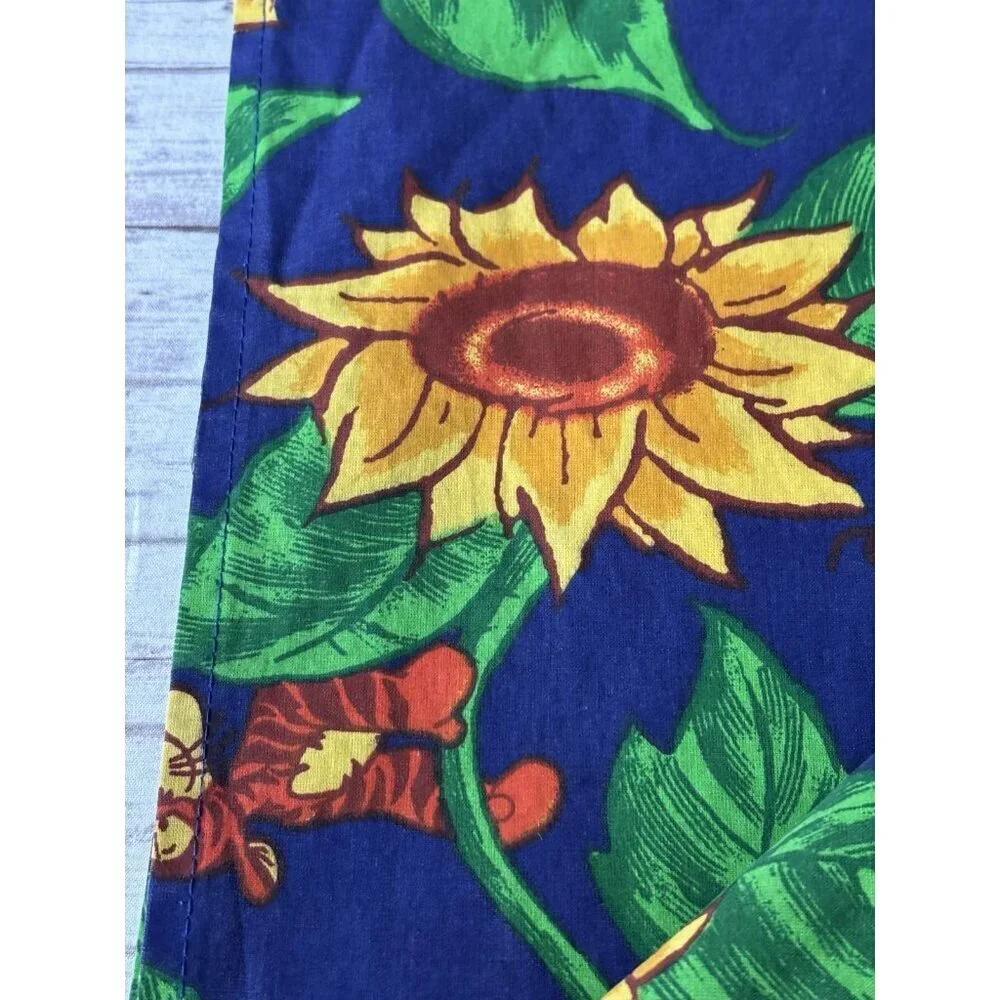 Vintage Disney Winnie the pooh & friends Blue Sunflower shower curtain 70x70”